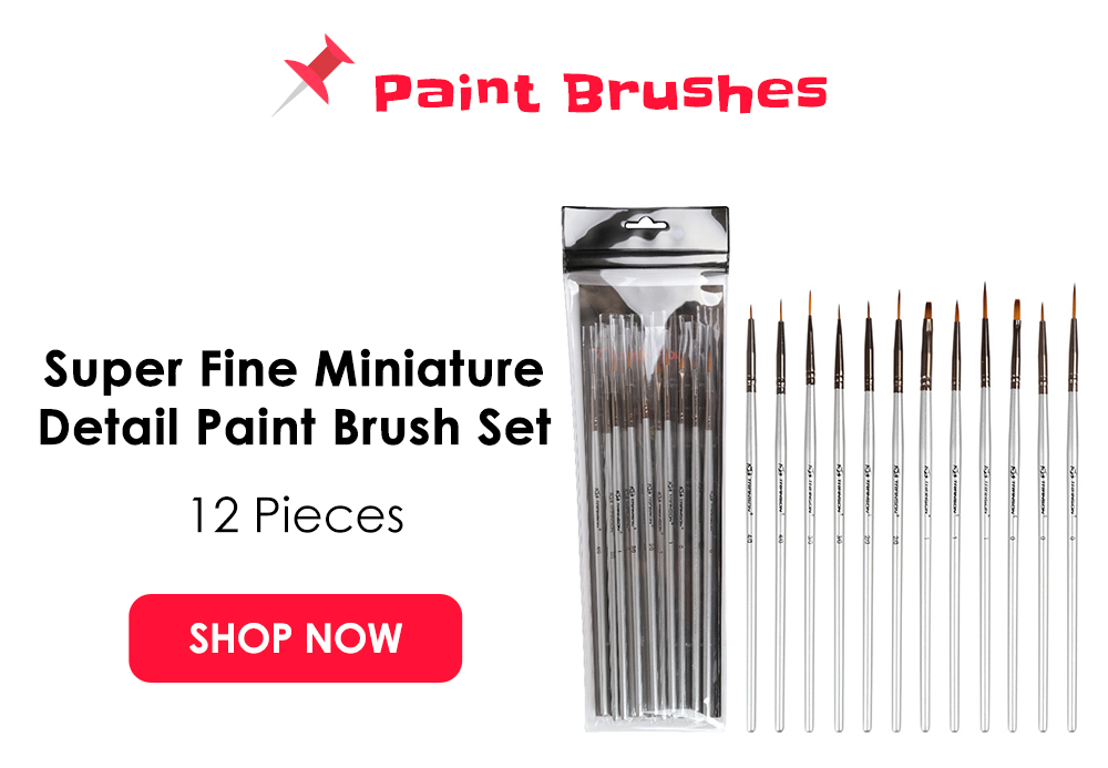 Grabie Paint Brush Set Miniature Detail 11 Pcs Nylon Hair Paint Brushes for  O